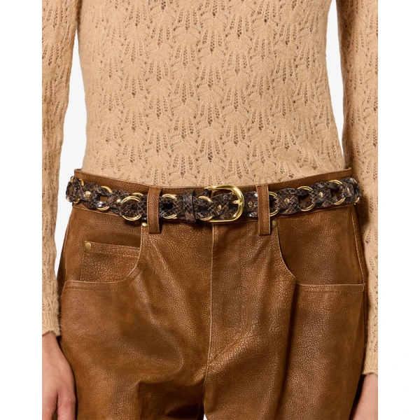 Isabel Marant Bali Leather Belt in Mocha | Belts | Luxury Shoes 