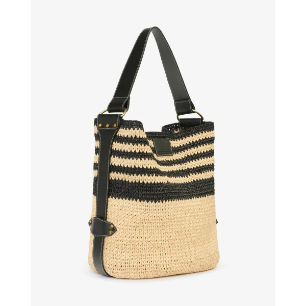 Isabel Marant Bayia Shoulder Bag in Black and Natural | Shoulder & Crossbody Bags | Luxury Shoes 
