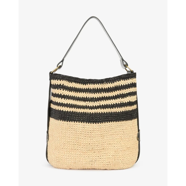 Isabel Marant Bayia Shoulder Bag in Black and Natural | Shoulder & Crossbody Bags | Luxury Shoes 