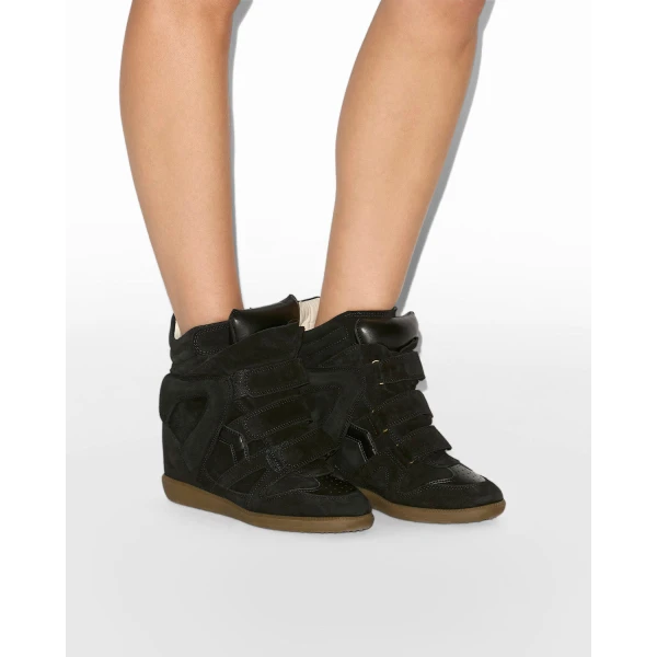 Isabel Marant Bekett Mixed Leather Sneakers in Black | Sneakers | Luxury Shoes 