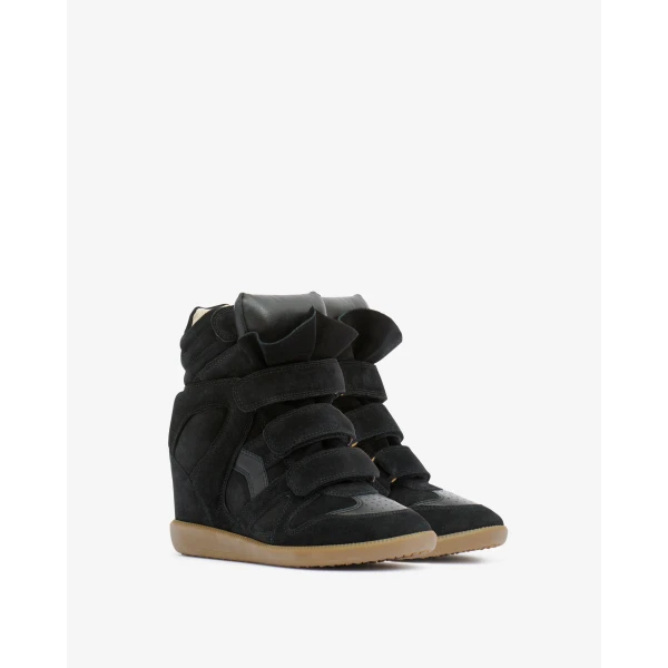 Isabel Marant Bekett Mixed Leather Sneakers in Black | Sneakers | Luxury Shoes 