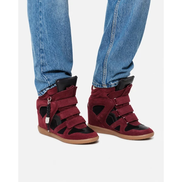 Isabel Marant Bekett Ring Sneakers in Burgundy and Black | Sneakers | Luxury Shoes 