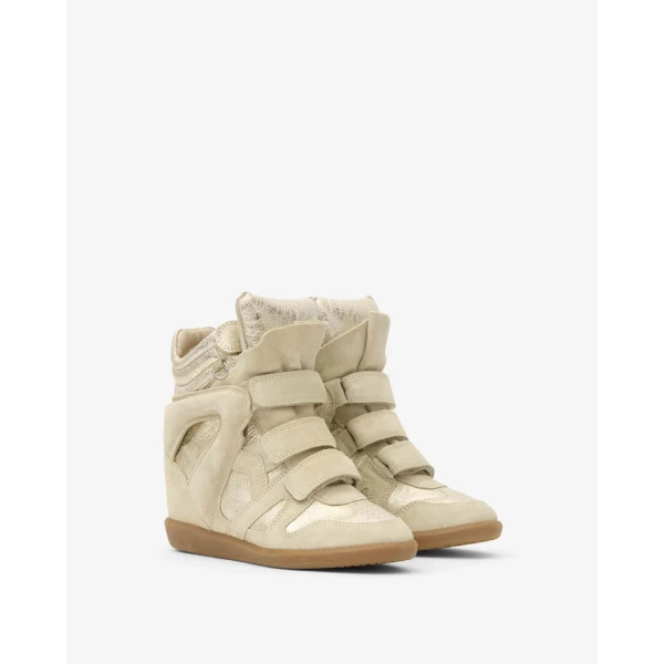 Isabel Marant Bekett Ring Sneakers in Light Beige and Light Gold | Sneakers | Luxury Shoes 