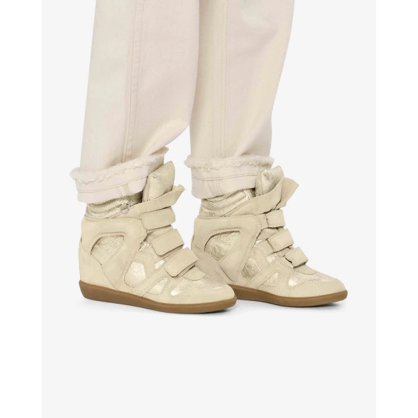 Isabel Marant Bekett Ring Sneakers in Light Beige and Light Gold | Sneakers | Luxury Shoes 