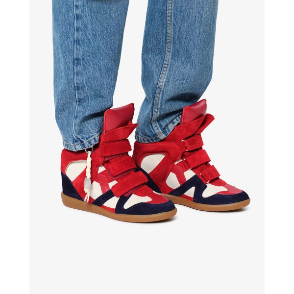 Isabel Marant Bekett Ring Sneakers in Red and Navy | Sneakers | Luxury Shoes 