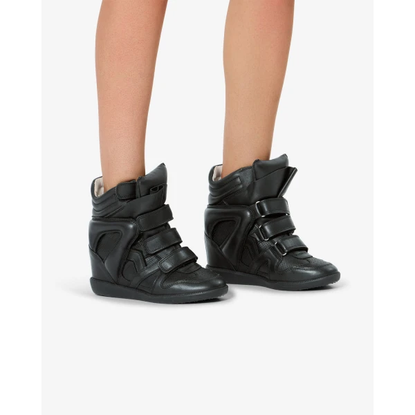 Isabel Marant Bekett Smooth Leather Sneakers in Black | Sneakers | Luxury Shoes 