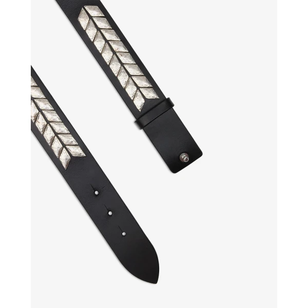 Isabel Marant Belja Leather Belt in Black and Silver | Belts | Luxury Shoes 
