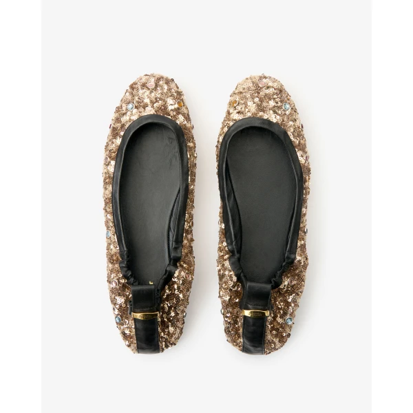 Isabel Marant Belna Ballet Flats in Light Gold | Flats | Luxury Shoes 