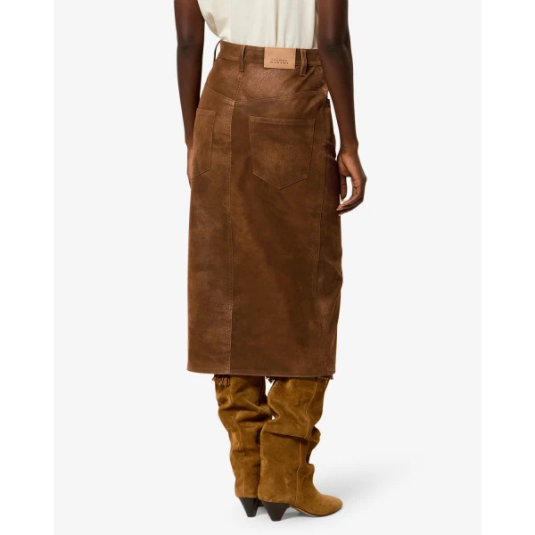 Isabel Marant Bisane Skirt in Brown | Midi Skirts | Luxury Shoes 