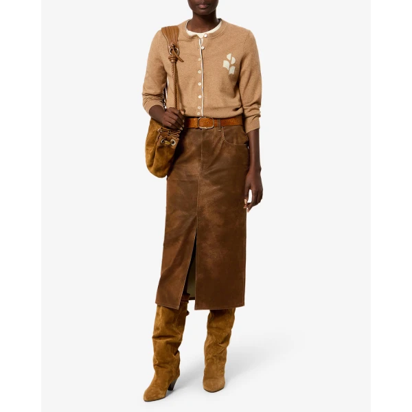 Isabel Marant Bisane Skirt in Brown | Midi Skirts | Luxury Shoes 