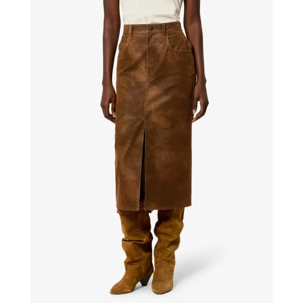 Isabel Marant Bisane Skirt in Brown | Midi Skirts | Luxury Shoes 