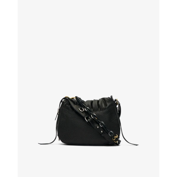 Isabel Marant Bolton Bag in Grained Leather, Black and Silver | Shoulder & Crossbody Bags | Luxury Shoes 