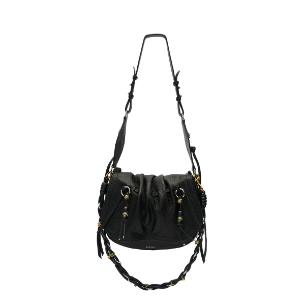 Isabel Marant Bolton Bag in Grained Leather, Black and Silver | Women | Luxury Shoes 