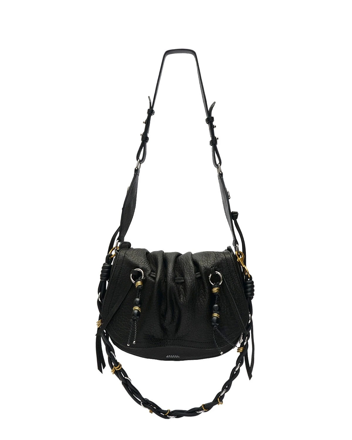 Isabel Marant Bolton Bag in Grained Leather, Black and Silver Isabel Marant Bolton Bag in Grained Leather, Black and Silver | Women | Luxury Shoes