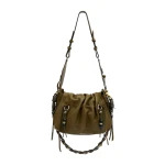 Isabel Marant Bolton Bag in Grained Leather, Khaki | Women | Luxury Shoes 
