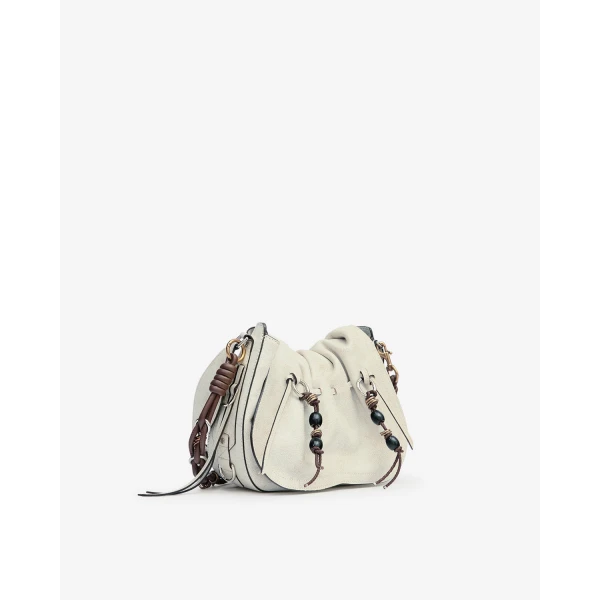 Isabel Marant Bolton Bag in Suede Leather, Chalk | Shoulder & Crossbody Bags | Luxury Shoes 