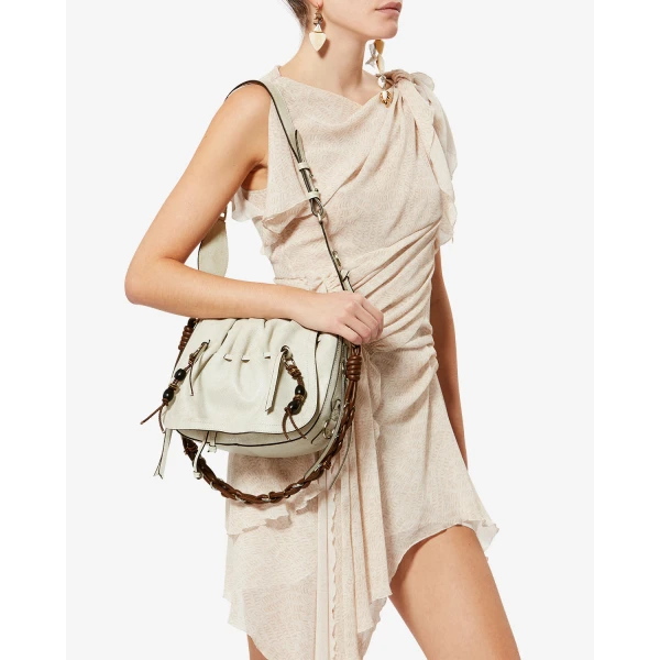 Isabel Marant Bolton Bag in Suede Leather, Chalk | Shoulder & Crossbody Bags | Luxury Shoes 