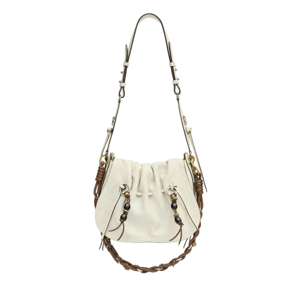Isabel Marant Bolton Bag in Suede Leather, Chalk | Women | Luxury Shoes 