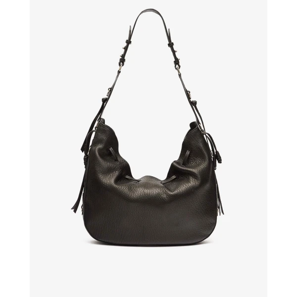 Isabel Marant Bolton Hobo Bag in Leather, Black and Silver | Shoulder & Crossbody Bags | Luxury Shoes 