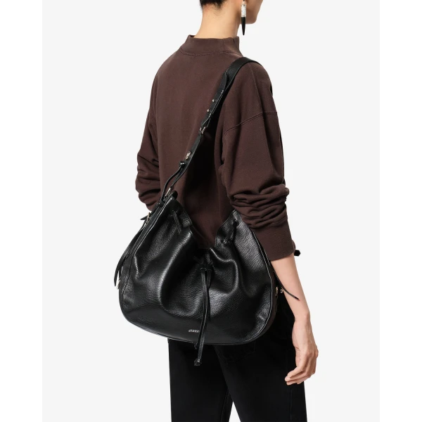 Isabel Marant Bolton Hobo Bag in Leather, Black and Silver | Shoulder & Crossbody Bags | Luxury Shoes 