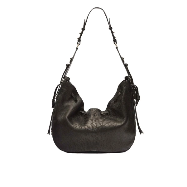 Isabel Marant Bolton Hobo Bag in Leather, Black and Silver | Women | Luxury Shoes 