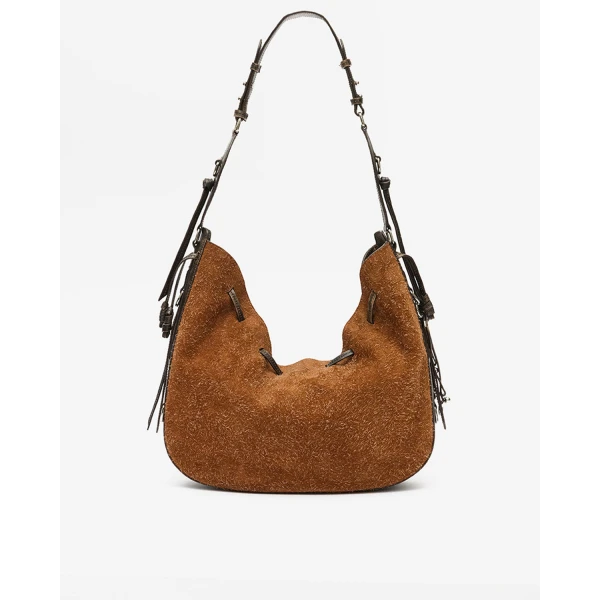 Isabel Marant Bolton Hobo Bag in Suede Leather, Chestnut | Shoulder & Crossbody Bags | Luxury Shoes 