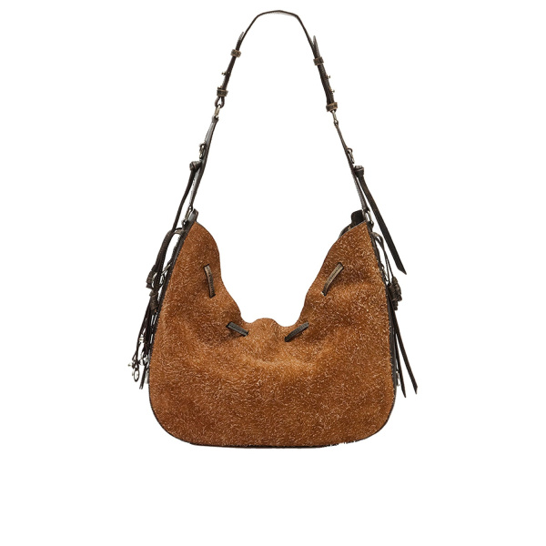 Isabel Marant Bolton Hobo Bag in Suede Leather, Chestnut | Women | Luxury Shoes 