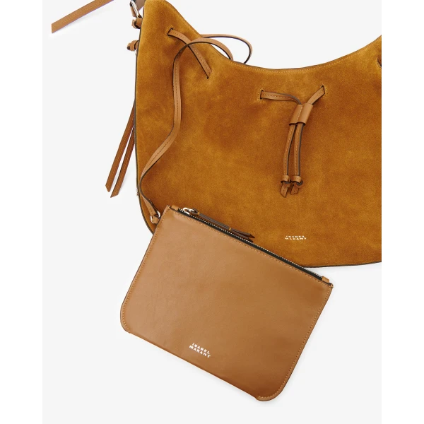 Isabel Marant Bolton Hobo Bag in Suede Leather, Cognac | Shoulder & Crossbody Bags | Luxury Shoes 