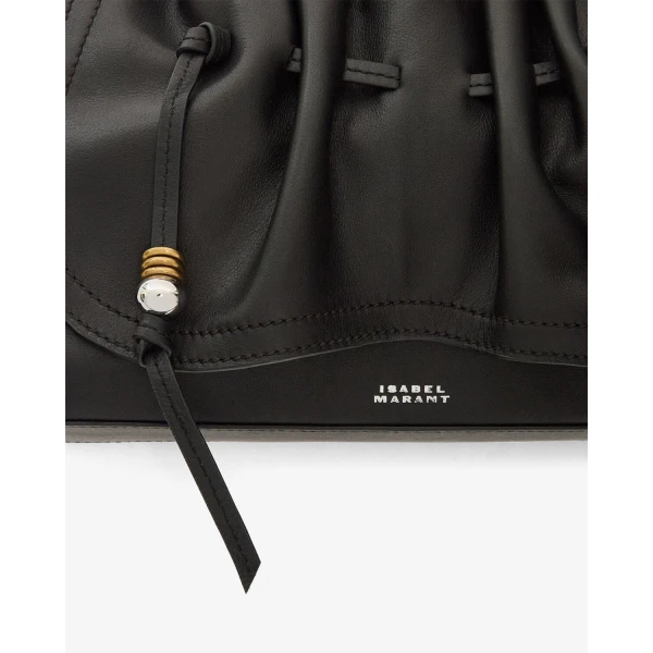 Isabel Marant Bolton Pouch Bag in Leather, Black and Silver | Clutch Bags | Luxury Shoes 