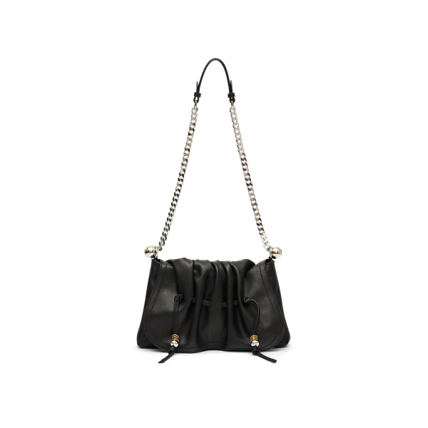 Isabel Marant Bolton Pouch Bag in Leather, Black and Silver | Women | Luxury Shoes 