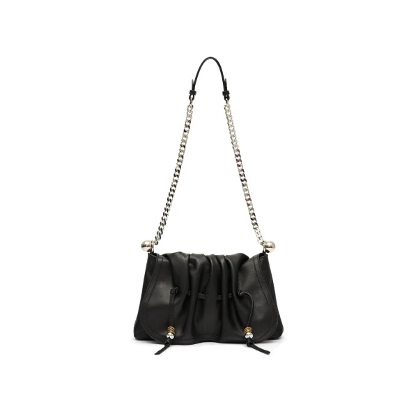 Isabel Marant Bolton Pouch Bag in Leather, Black and Silver | Women | Luxury Shoes 