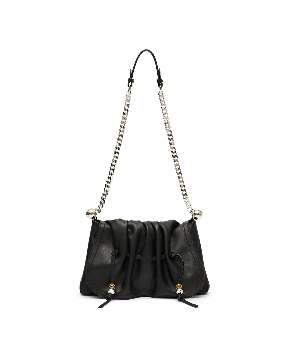 Isabel Marant Bolton Pouch Bag in Leather, Black and Silver Isabel Marant Bolton Pouch Bag in Leather, Black and Silver | Women | Luxury Shoes