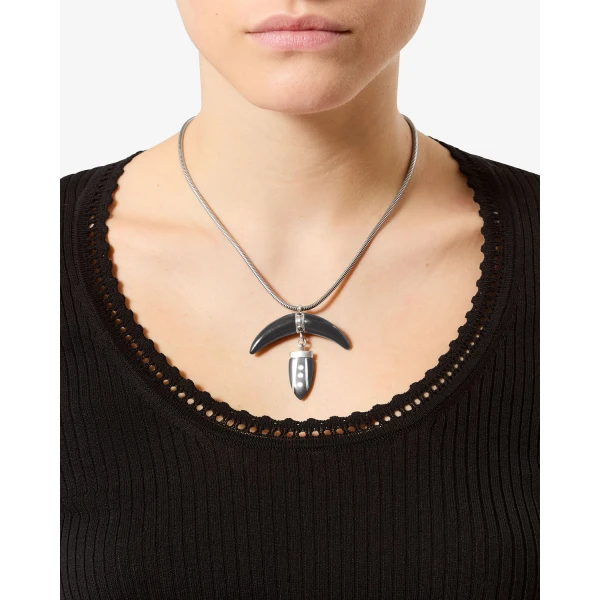 Isabel Marant Cala Necklace in Black and Silver | Necklace | Luxury Shoes 