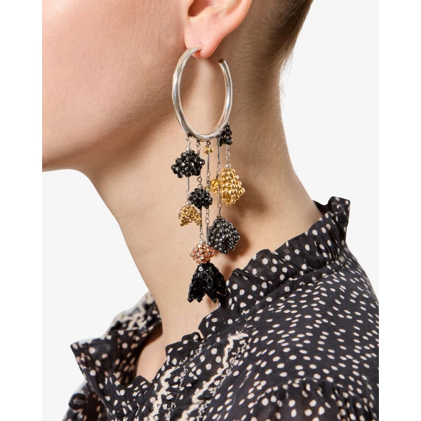 Isabel Marant Catalina Hoop Earrings in Anthracite and Silver | Earrings | Luxury Shoes 