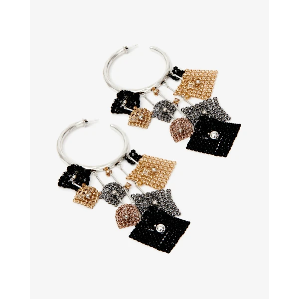 Isabel Marant Catalina Hoop Earrings in Anthracite and Silver | Earrings | Luxury Shoes 