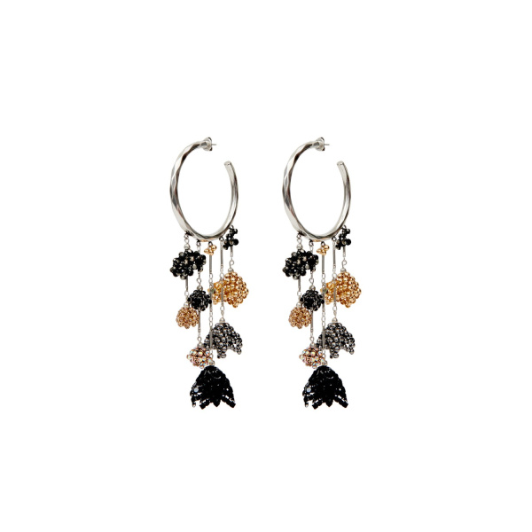 Isabel Marant Catalina Hoop Earrings in Anthracite and Silver | Women | Luxury Shoes 