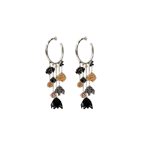 Isabel Marant Catalina Hoop Earrings in Anthracite and Silver | Women | Luxury Shoes 