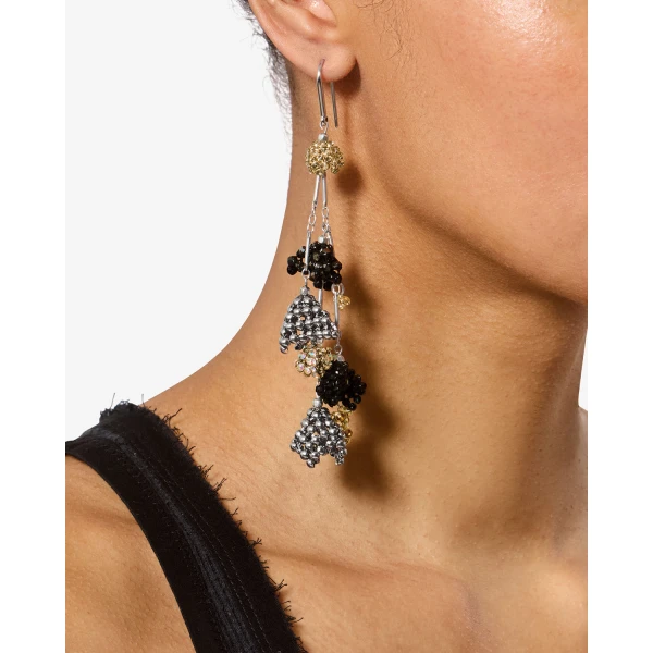 Isabel Marant Catalina Tassel Earrings in Anthracite and Silver | Earrings | Luxury Shoes 