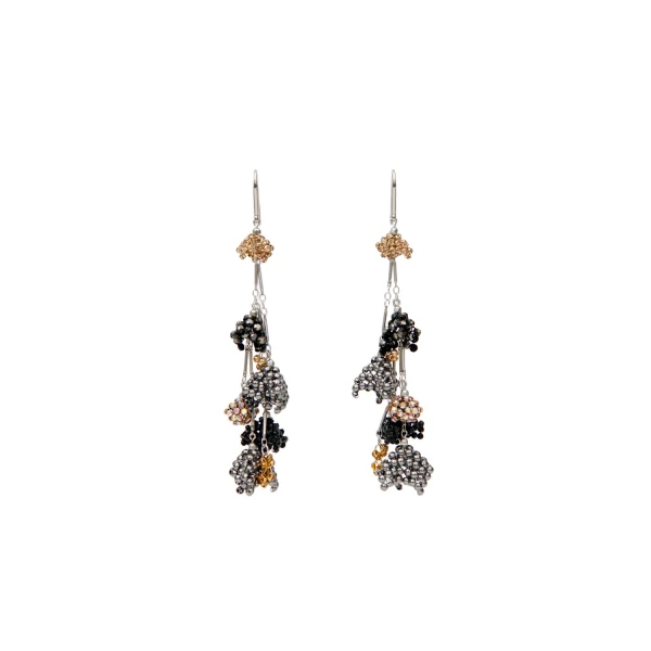 Catalina Tassel Earrings in Anthracite and Silver