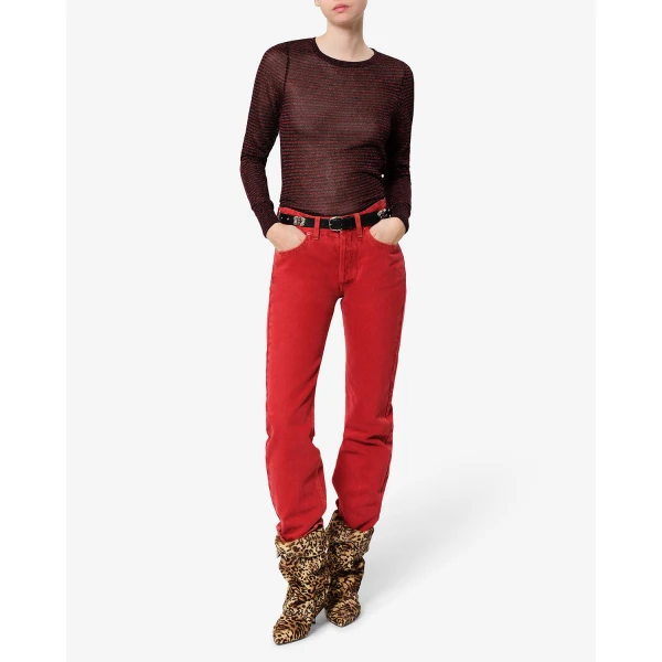 Isabel Marant Cenaya Sweater in Black and Red | Sweaters | Luxury Shoes 