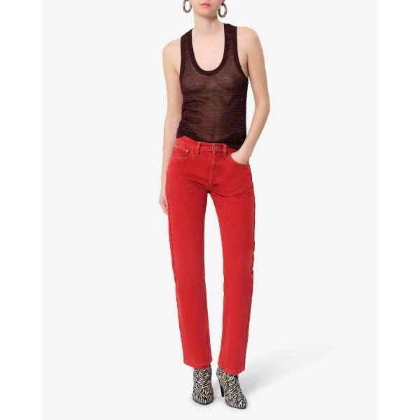 Isabel Marant Cevara Tank Top in Black and Red | Sleeveless | Luxury Shoes 