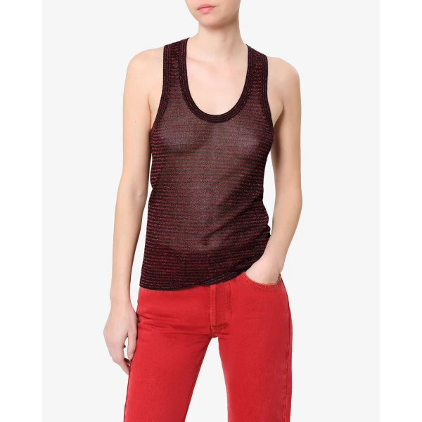 Isabel Marant Cevara Tank Top in Black and Red | Sleeveless | Luxury Shoes 