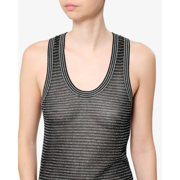 Isabel Marant Cevara Tank Top in Black and Silver | Sleeveless | Luxury Shoes 