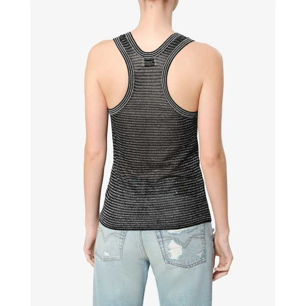 Isabel Marant Cevara Tank Top in Black and Silver | Sleeveless | Luxury Shoes 