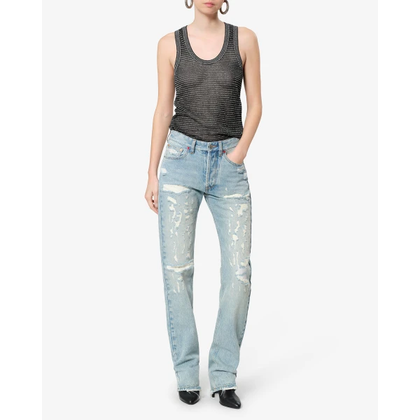 Isabel Marant Cevara Tank Top in Black and Silver | Sleeveless | Luxury Shoes 