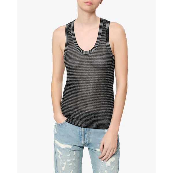 Isabel Marant Cevara Tank Top in Black and Silver | Sleeveless | Luxury Shoes 