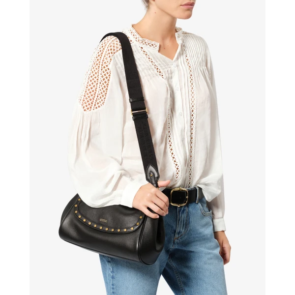 Isabel Marant Chany M Leather Bag in Black | Shoulder & Crossbody Bags | Luxury Shoes 