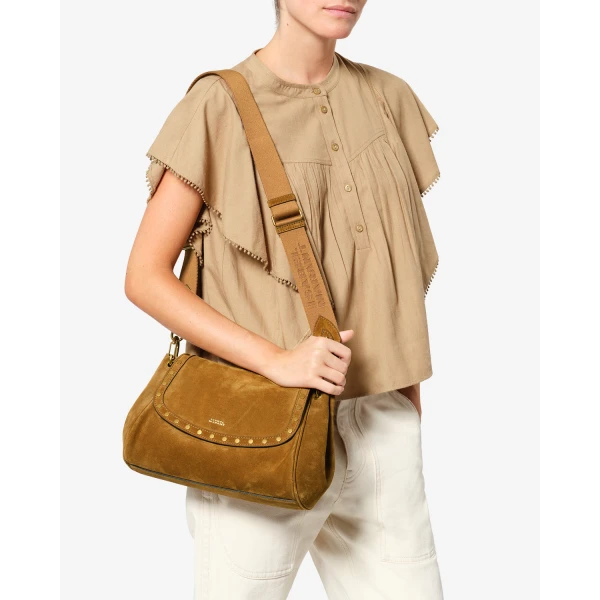 Isabel Marant Chany M Suede Bag in Cognac | Shoulder & Crossbody Bags | Luxury Shoes 