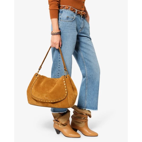 Isabel Marant Chany XL Suede Bag in Cognac | Shoulder & Crossbody Bags | Luxury Shoes 