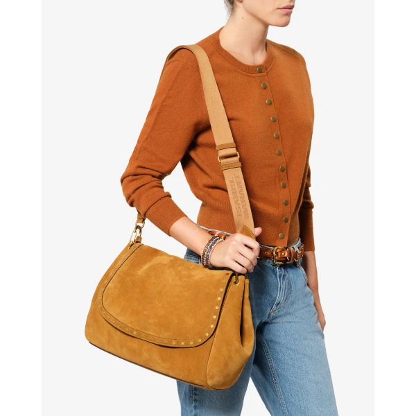 Isabel Marant Chany XL Suede Bag in Cognac | Shoulder & Crossbody Bags | Luxury Shoes 